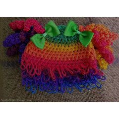 Cabbage Patch Kid Rainbow Clown Curly Hair Wig Hat Crochet Infant Toddler Adult 