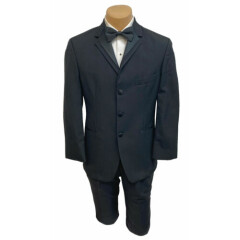 Men's Black Tuxedo Jacket 100% Wool Satin Notch Lapels Groom Wedding Mason 44XL
