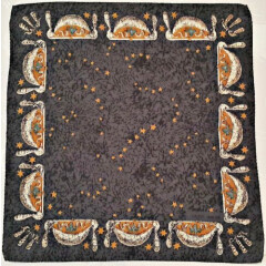 VINTAGE AUTHENTIC LAUREL ABSTRACT ART STARS SKY GRAY SILK 16" SQUARE SMALL SCARF