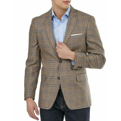 Tommy Hilfiger Mens Suit Separate Brown Size 38 Long Blazer Plaid $295 044