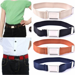 Elastic Solid Color Canvas Belts Boys Girls Elastic Belt Adjustable for Ki~bp