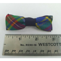 Vintage Toddlers Plaid Bow Tie Multi Color And Navy 3 Inches Wide Evergrip Jr.