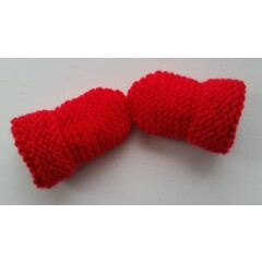 BABY HAND KNITTED MITTENS, RED, ACRYLIC WOOL, 0-3 MONTHS NEW