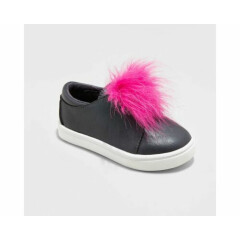 Toddler Girls' Vella Low Top Sneakers Cat & Jack - Pewter NWT Faux Pink Fur