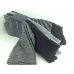Men's TOMMY HILFIGER Gray Black STARFISH 73% COTTON Dress Socks. 4 Pack.$36 MSRP