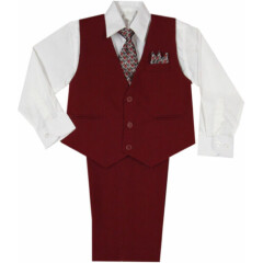 New Baby,Toddler & Boy Easter Formal Party Vest Suit Burgundy 3M 6M-7,8,10,12,14