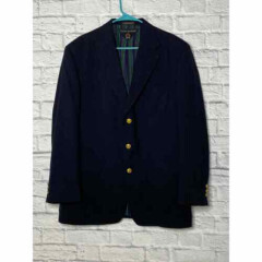 VTG Tommy Hilfiger Black Wool Blend Three Button Lined Suit Jacket Size 42L USA