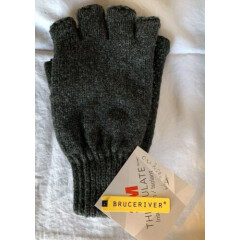 Bruceriver Men's Knitted Fingerless Ragg Gloves with Thinsulate Lining NWT