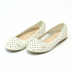 L'Amour Girls White Flat With Bow