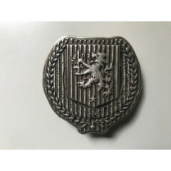Rare,solid,Heraldic,Lion,Coat of Arms,Shield belt buckle.Old silver plaiting .