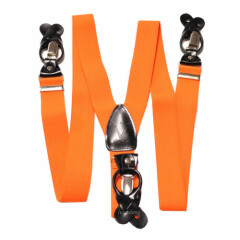 New Y back Men's Orange Suspender Braces elastic clips buttons wedding prom