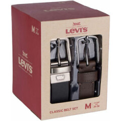 Levi's 2pc Genuine Leather Reversible Classic Belt Set, Brown & Black, XL, 42-44