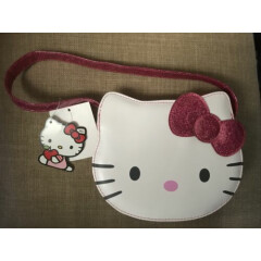Sanrio Hello Kitty White/Pink Glitter Girls 8” x 6” Handbag Die Cut Face Bag NWT