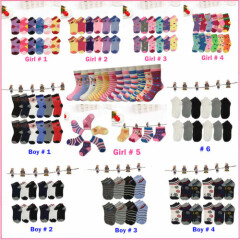 Lot 6 12Pairs Kids Crew Ankle Socks Toddler Boy Girl Casual Multi Color Size 0-8