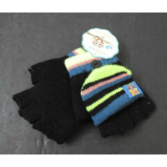 NWT Multi Color Children Mitten Gloves Convertible Button Cap Size 5-8 Yrs Y13