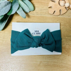 Headband Baby Hair Bow Infant Toddler Ribbed Organic Cotton Baby Girl NEW Teal