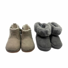 H&M beige chealsea star print boots & grey fur boots size 16 - 17 0 - 6 months