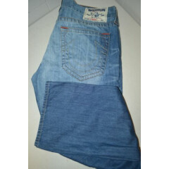 True Religion Men's Straight Distressed No Pocket Flaps Blue Jeans Sz 36x34