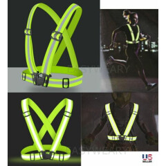 High Visibility Suspenders Reflective Harness Belt Strap Traffic Running Safety