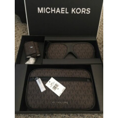 Michael Kors Flight Travel Box Brown Black Logo New Great Father Day Gift $198