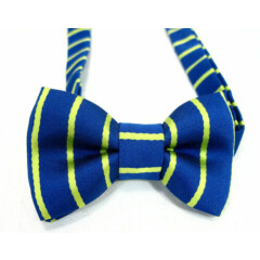 TODDLER BOW TIE 12-24 M BLUE YELLOW CHARTREUSE STRIPE ADJUSTABLE