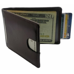 AG Wallets Mens Leather Bifold Wallet, RFID, Slim Design, Minimalist Money Clip 