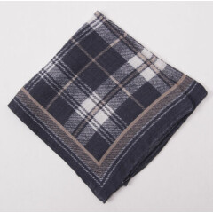 New $135 ERMENEGILDO ZEGNA Gray Plaid Check Wool and Silk Pocket Square