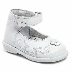 Baby Girl White Leather High Top shoes with Loop & Stitch Design: Size 3 to 8 