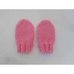 Hand Knitted Pink Baby Mittens 0-3 Months 