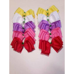 10pcs 4.5inch,Hair Bows,HANDMADE for Toddler, Girls Purple Pink Yellow Red White