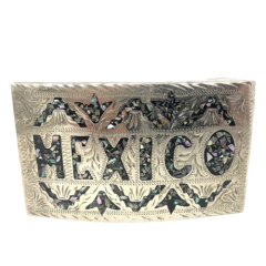 VTG Mexico Iridescent Letters Belt Buckle Western Vaquero Cowboy Southwest