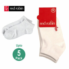 Red Robin Bulk Kids Boys Girls School Sports Low Cut Ankle Cotton White Socks