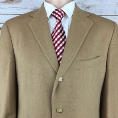 Vintage Polo Ralph Lauren Mens Tan Brown 100% Wool Sport Coat Italy 44R 3 Button