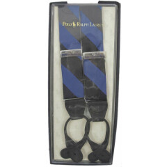 NEW Polo Ralph Lauren Silk Suspenders! Blue & Black Repp Stripe *Made in USA*