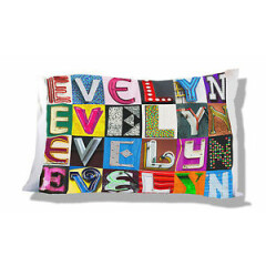 Personalized Pillowcase featuring EVELYN in photo of sign letters