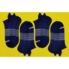 4-Pack Bombas Men's Ankle Socks Navy Blue Honeycomb Large 7-12 NWT