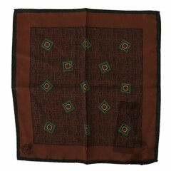 DOLCE & GABBANA Scarf Brown Patterned Silk Square Handkerchief 32cm x 30cm $300