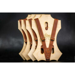 Leather suspenders for men in brown color (Clip-On)