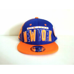 KIDS NEW YORK 3D EMBROIDERED FLAT BILL TWO TONE (BLUE/ORANG) COTTON SNAPBACK CAP