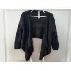 Girls' Cherokee cardigan drapey sequin sparkle sweater size xsmall 4/5 black 