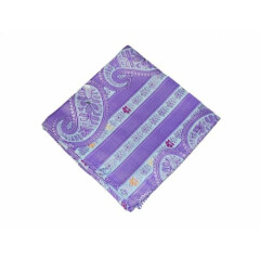 Lord R Colton Masterworks Pocket Square - Sanibel Purple Stripe Silk - New