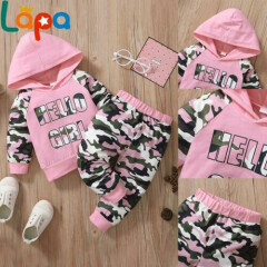 Toddler Baby Girls Camo Outfits Hooded Tops + Pants 2PCS Clothes Set Tracksuit