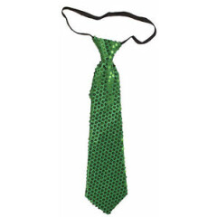 Irish Saint Patrick's Day Accessory - Sparkling Sequin Necktie w/ Elastic Strap