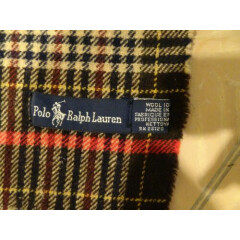 Ralph Lauren Polo 100% Laine Wool made In England Plaid Scarf 