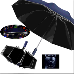 Black Auto Open & Close Windproof Travel Umbrella Compact Folding Mens Women AU