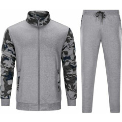 TACVASEN Men's Casual Tracksuit Full Zip Long Sleeve Sports Jacket Pants 2 Piece