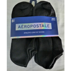 AEROPOSTALE 8 PACK Mens Athletic Low Cut Socks Fits Shoe 6-12 Black EIGHT PACK