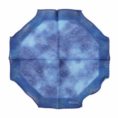 NWT RODA Blue Paisley Print Lightweight Wool-Silk Octagonal Pocket Square