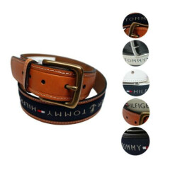 Tommy Hilfiger Men's Premium Ribbon Inlay Anchor Logo Leather Belt 11TL02X032