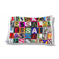 Personalized Pillowcase featuring JESSALYN in photo of actual sign letters
